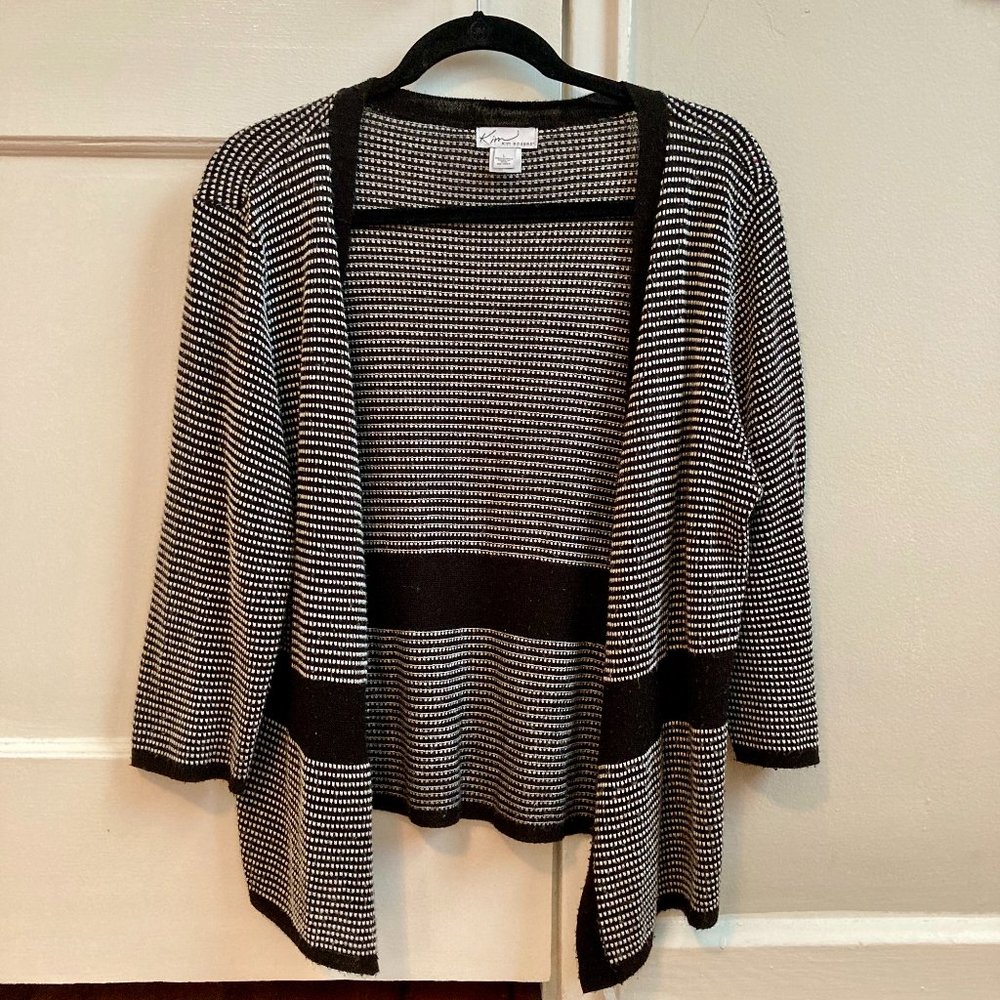 Kim Rogers Black and White Open Front Cardigan